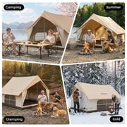 KingCamp Camping Tent, Glamping Tent, 6-10 Person Camping Tent with Skylight, Air Conditioner Port & Stove Jack, 2 Doors and 2 Windows, Large Tent for Family Camping, Waterproof & Easy Setup