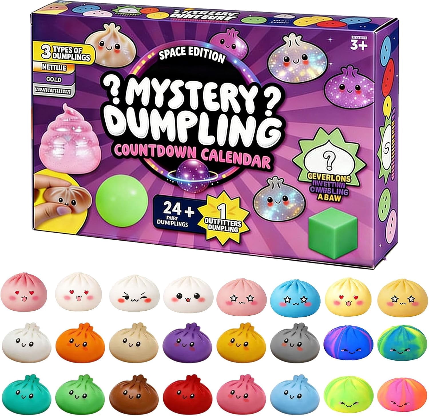 Dumpling Squishys Squishys Advent Calendar , 24 Days of Mystery Dumpling Squishy Tools Surprise Gift Set