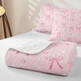 thumbnail image 4 of Erosebridal Kawaii Ribbon Bowtie Kids Twin Quilt Set,Girls Pink Bow Twin Coverlet Set,2-Piece, 4 of 7