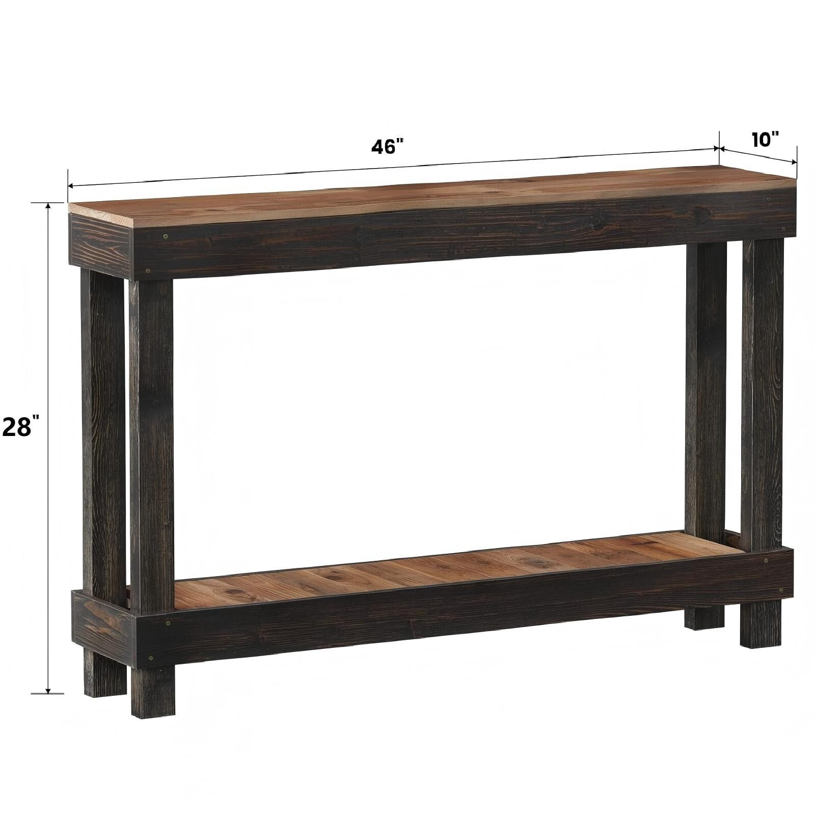 Easy4Home 46" Rustic Wood Console Table Hand-Made, Black