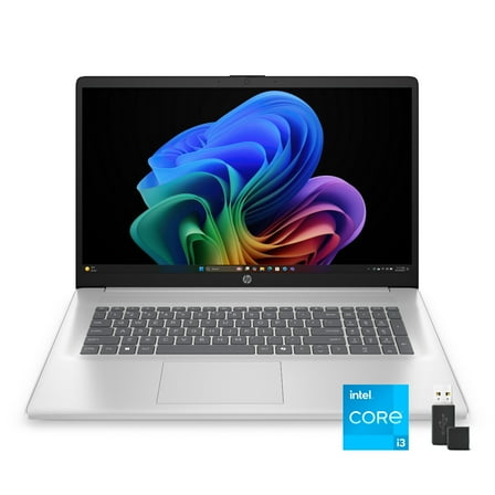 HP 17.3" Laptop, Intel 8-Core Processor, 16GB RAM, 512GB PCIe SSD, HDMI, USB-C, Windows 11 with Copilot, 17.3 inch HD  Screen, Silver