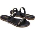 thumbnail image 4 of Getac CHANCLAS MUJER, SANDALIAS Planas con Punta Pbierta, Broche ajustable Correa con diseño remaches Suela Antiderrapante Viscoelástica PANTUNFLAS, Casuales Cómodas,Negro, 4 of 8