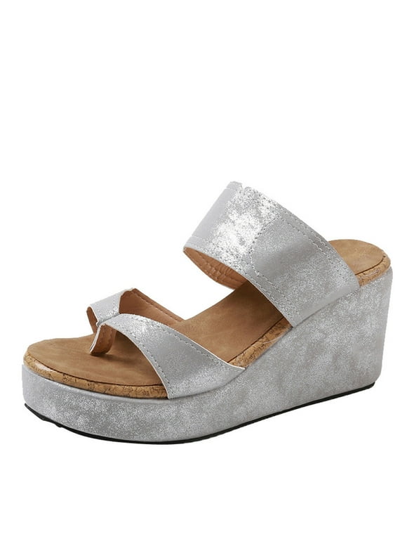 Silver Wedge Sandals