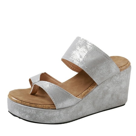 

Dyfzdhu Shoes Flops Breathable Women s Sandals Open Wedges Flip Toe Casual Beach Roman Women s sandals
