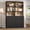 Black-2PCS, variant on NEGYLIM 71" Bookcase with Drawers & Shelves, Wooden Bookshelf with Charging Station & Adjustable LED Lights, Anti-tipping Design for Living Room Home Office, Black