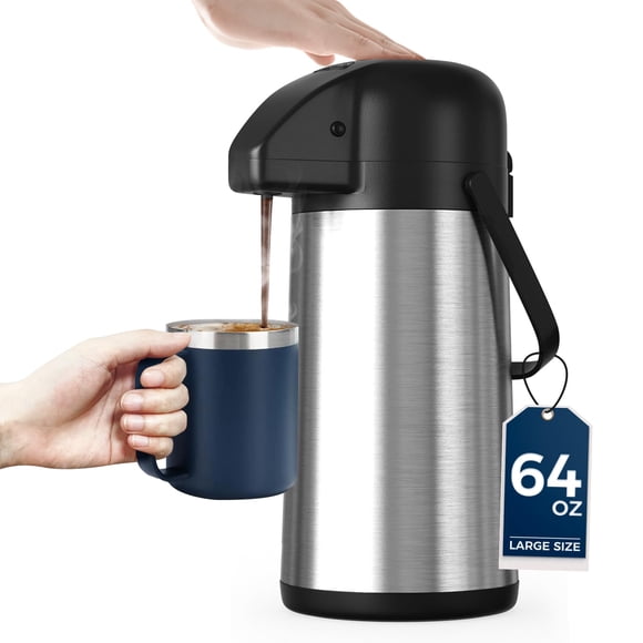 Dispensador de bebidas calientes de acero inoxidable Gezoss Coffee Carafe, 1,9 L