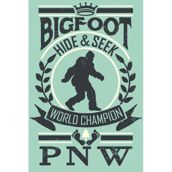 Pacific Northwest, Bigfoot Hide and Seek (lp_archive) (12x18 Wall Art Poster, Room Decor)