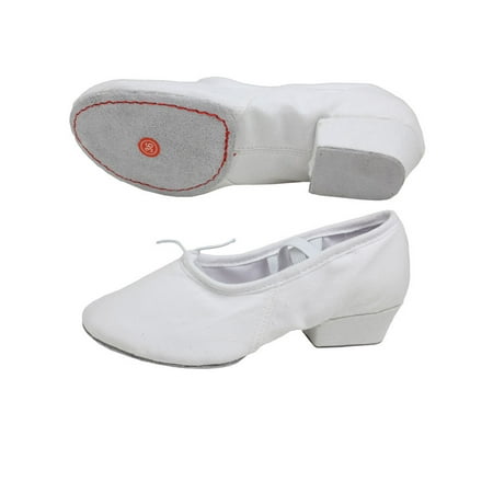 

Ymiytan Kids Pumps Chunky Heel Jazz Shoes Round Toe Dance Shoe Practice Non-Slip Wear Resistant Slip On White 1Y