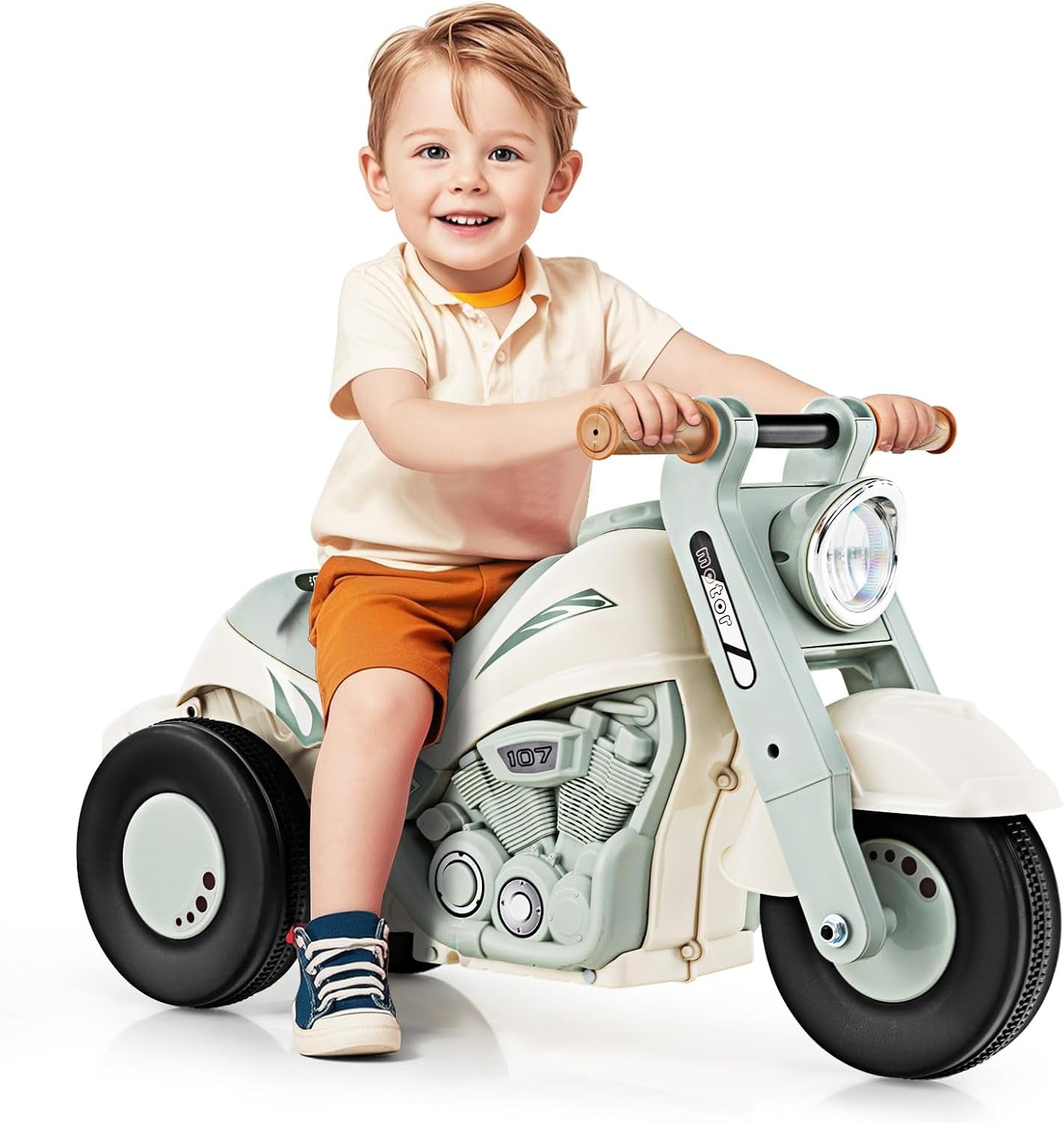 OLAKIDS Ride on Push Car, Foot-to-Floor Sliding Car for Toddlers Kids Motorcycle with Bubble Maker, Music, 3 Wheels Ride on Toys Gift for Boys Girls Aged 3-5 Years
