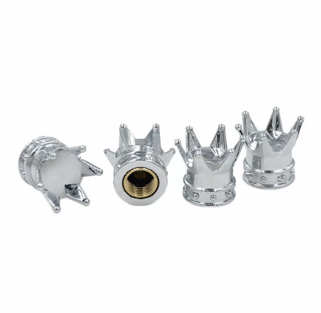 Crown Chrome 4 Pcs Car Tire Air Valve Stem Screw Cap Cover Wheel Rim Accessories