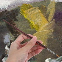 HEMOTON 7 Piece Set Fine Tip Paint Brushes for Detailing Brown Nylon Bristles with Ergonomic Wooden Handle