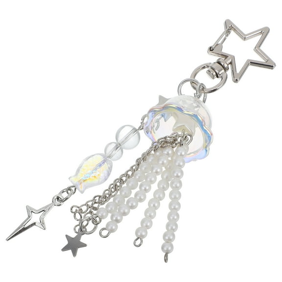 Topbathy White Jellyfish Pendant Keychain for Bags Backpacks and Car Keys with Creative Design