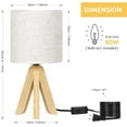 thumbnail image 6 of Wooden Tripod Nightstand Lamps with Fabric Linen Shade, 6 of 7