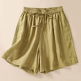 thumbnail image 2 of XIAONU Womens Linen Textured Shorts Loose Fit Above Knee Drawstring Culottes Lightweight Minimalist Vacation Bottoms, 2 of 3