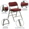 thumbnail image 4 of BizChair 4 Pack 18.5"W Premium Curved Triple Braced & Double Hinged Burgundy Fabric Metal Folding Chair, 4 of 8