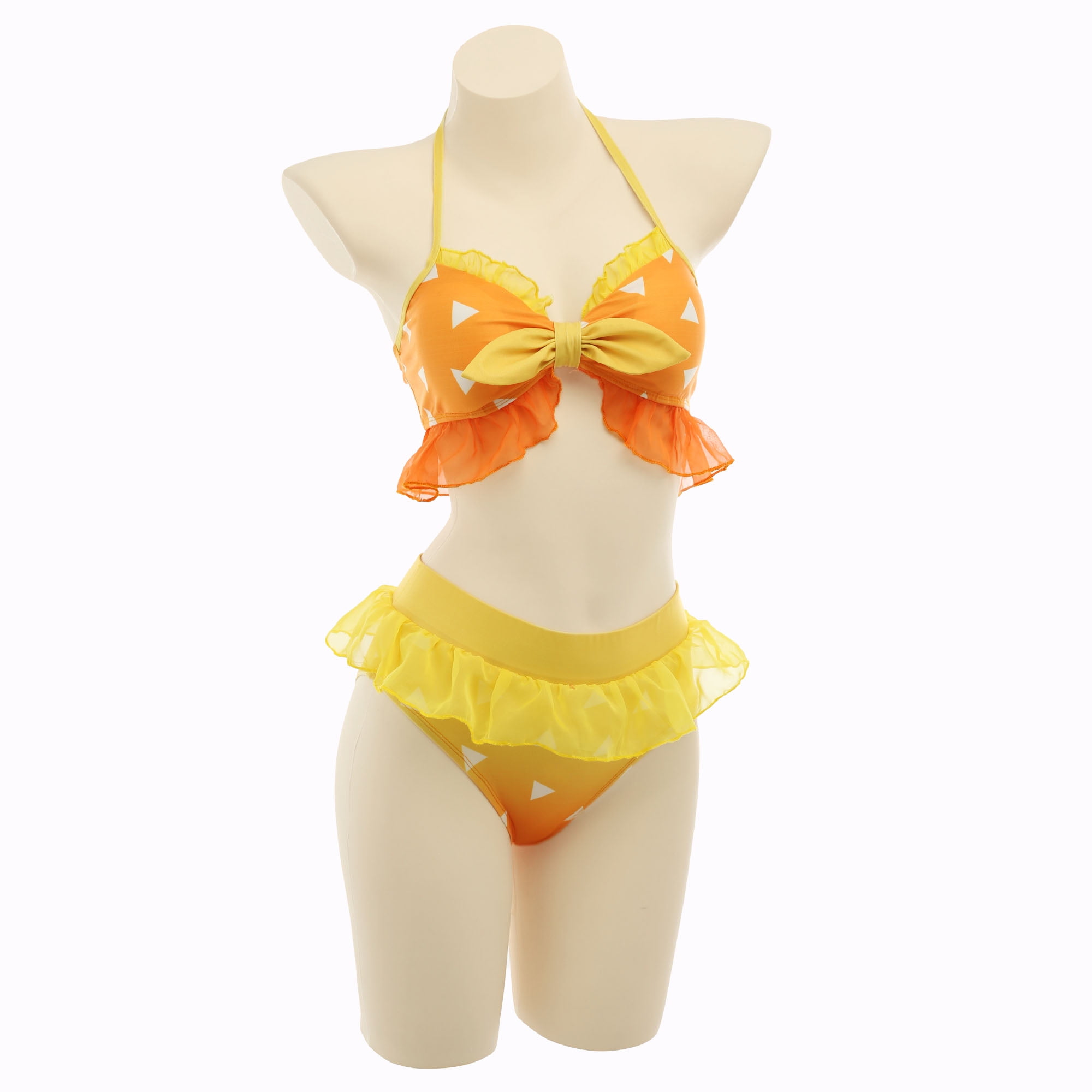 Women Two Piece Lace Up Anime Swimsuit Halter Layered Bikini Set Beach Anime  Bathing Suit 