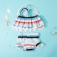 thumbnail image 3 of Augper Toddler Kid Baby Girl Vest Ruffle Print Swimwear+Swimming Trunks Two-Piece Set, 3 of 9