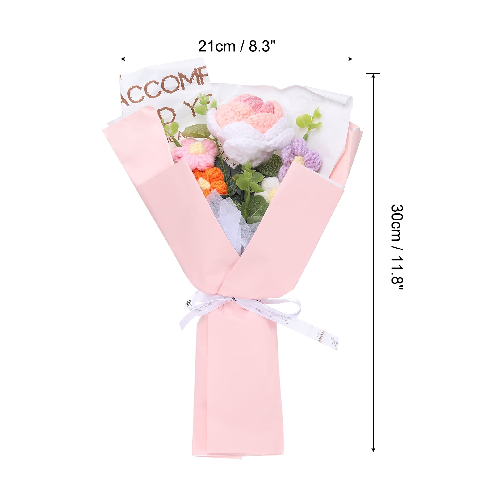 Unique Bargains Crochet Flowers Bouquet Handmade Knitted Flower for Gift Pink