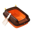 thumbnail image 1 of Cat Open Top Pet Litter Tray Cat Sand Box and Spoon Portable High Sided Kitten Orange, 1 of 9