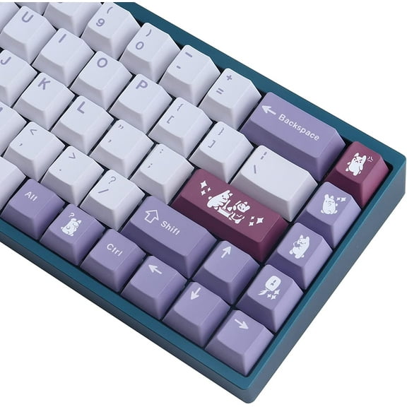 PBT Keycaps,Sunzit 134 Keys Rabbit Double Shot Dye Sublimation Cherry Profile Keycaps with 7U Spacebar Japanese Keycap Set for Cherry MX Switches US Layout Mechanical Keyboards