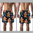 thumbnail image 3 of luoweisi Men's Beach Shorts Quick Dry Swim Trunks with Mesh Lining Christmas Gingerbread Man S, 3 of 5