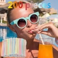 thumbnail image 2 of CNKOO 200 Pieces Plastic Drinking Straws 8 Inches Long Multi-Colored Striped Bedable, 2 of 6