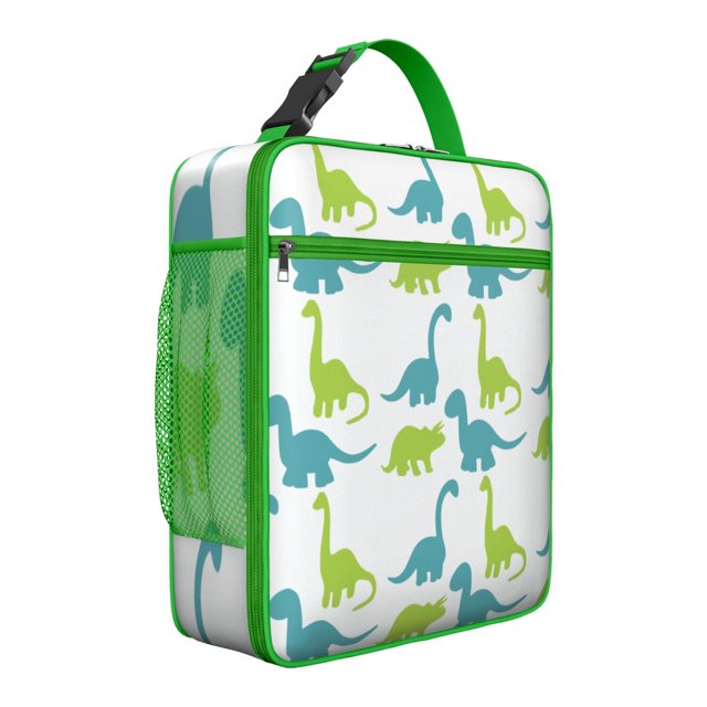 Funny Cartoon Dinosaur Pattern Lunch Bag, Colorful Dino Skeleton Print Thermal Tote for School, Work, Travel