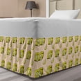 thumbnail image 1 of Lemon Bed Skirt, Citrus and Slices Pattern in Hand Drawn Style Natural Citrus Sour Fruit, Elastic Bedskirt Dust Ruffle Wrap Around for Bedding Decor, 4 Sizes, Yellow Green and Ecru, by Ambesonne, 1 of 2