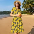 thumbnail image 4 of Naloa Summer Pineapple Print Womens Summer A-Line Dress with Pockets,Short Sleeve Dresses,Flowy Beach Swing Dress for Vacation Travel, 4 of 6