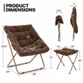 thumbnail image 2 of Monibloom Square Folding Faux Fur Saucer Chair with Ottoman for Adults, Comfy Fluffy Reading Chair for Bedroom Living Room Dorm, Brown, 2 of 10