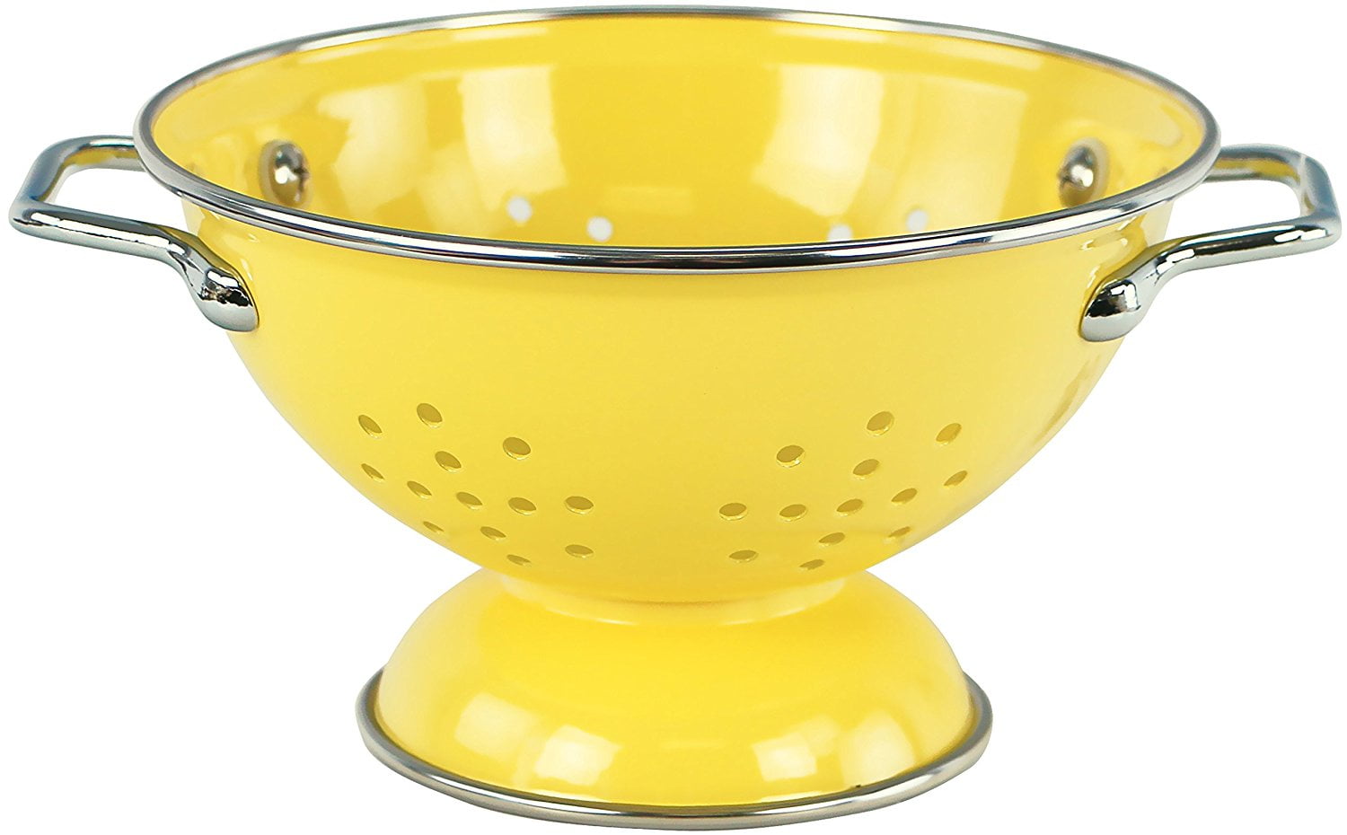 Powder Coated Enamel on Steel Colander, 1 Quart, Lemon, Yellow
