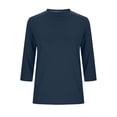 thumbnail image 4 of UAMVSH 3/4 Sleeve Tops for Women Comfy Crewneck Pleated Blouse Trendy Casual Loose Tee Shirts Spring Summer Clothes, 4 of 5