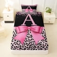 thumbnail image 3 of Erosebridal Pink Leopard Print Twin Sheet Sets,Chic Glitter Print A Alphabet Bedding For Kids Girls 3 Pieces, 3 of 6