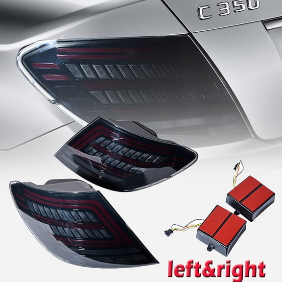 Astra Depot Fits 08-10 Mercedes Benz C Class W204 LED Tail Lights Red Light Smoke Lens