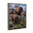 thumbnail image 3 of Stupell Industries Bison Herd Rural Landscape Animals & Insects Painting Gray Floater Framed Art Print Wall Art, 17 x 21, 3 of 9
