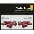 thumbnail image 3 of PonLiving Furniture Room Sectional Set, Leather Sectional Sofa in Home, with Storage Ottoman and Matching Pillows Right Hand Facing Red, 3 of 4