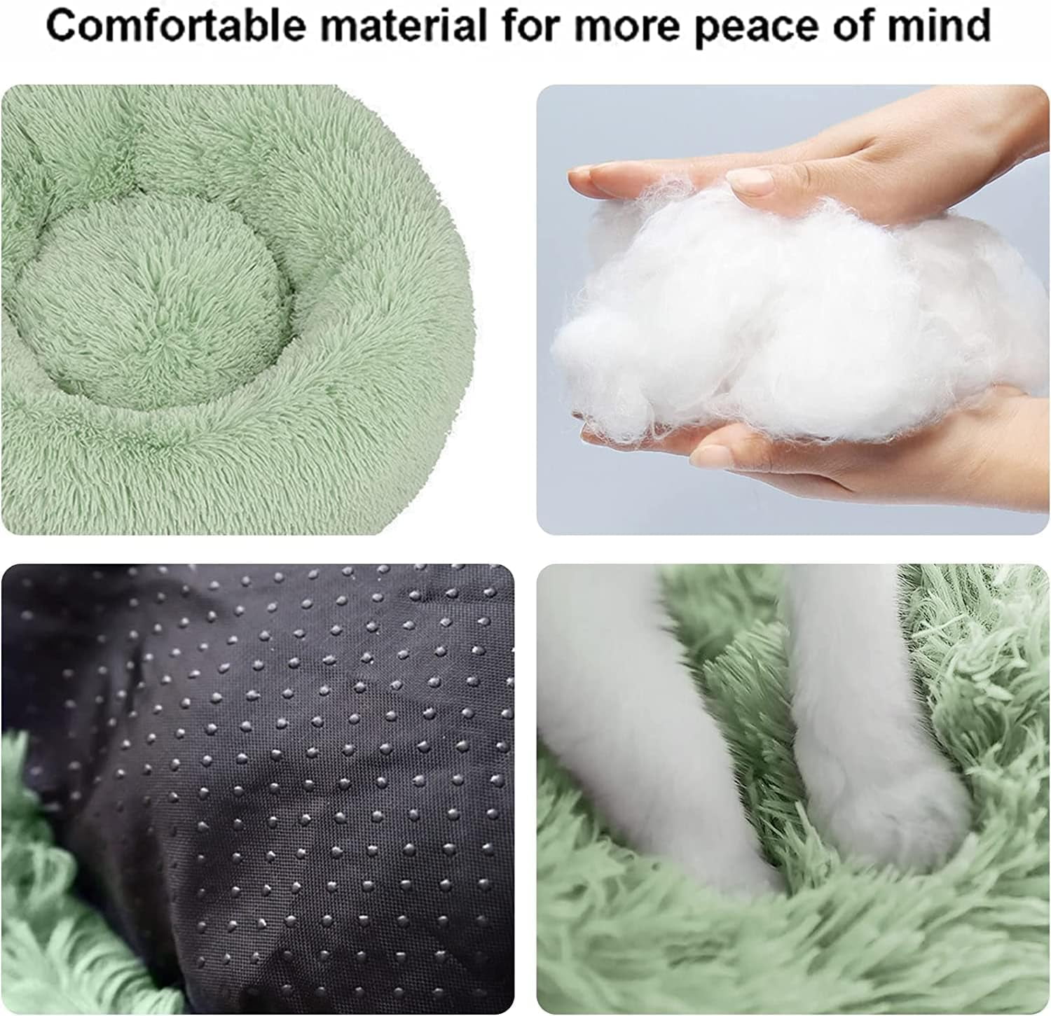 Nisrada Anti-Anxiety, Warming Calming Donut Bed for Cats, Green