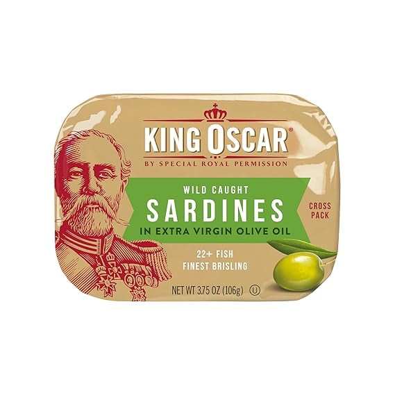 King Oscar Two-layer Sardines in Extra Virgin Olive Oil Cross-Pack, 3.75 Ounce (Pack of 6)