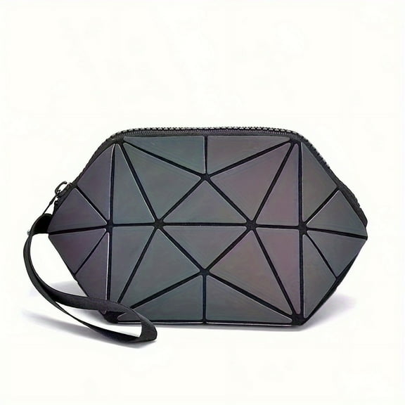 Geometric Makeup Bag Luminous Women's Sanitary Pads Storage Bag Toiletry Bag Large Capacity Cosmetic Travel Bag,Coin Purse, Cash Pouch For Teen Girls & Women Foldable Period Bag for Outdoor Travel