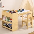 thumbnail image 5 of Luku Modern Toddler Craft Play Wood Activity Desk，Kids Art Table with Large Storage Shelves for Writing Drawing,Nursery, Children's Wooden Furniture for Daycare/Classroom/Home, 5 of 9