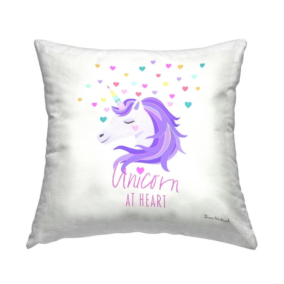 Stupell Industries Unicorn At Heart Phrase Square Decorative Printed Throw Pillow, 18 x 18