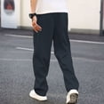 thumbnail image 4 of Long Pants for Men Stretch Waist Lounge Pants Breathable Solid Leisure Trousers Relaxed Pants, 4 of 5