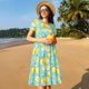 thumbnail image 4 of Disketp Yellow Lemon para Vestido de Manga Corta para Mujeres, Vestidos de Verano para Mujeres, Casual y Holgado para la Playa, 4 of 6