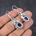 thumbnail image 4 of Natural Sage Amethyst Gemstone Handmade 925 Sterling Silver Gift Earring 2", 4 of 4