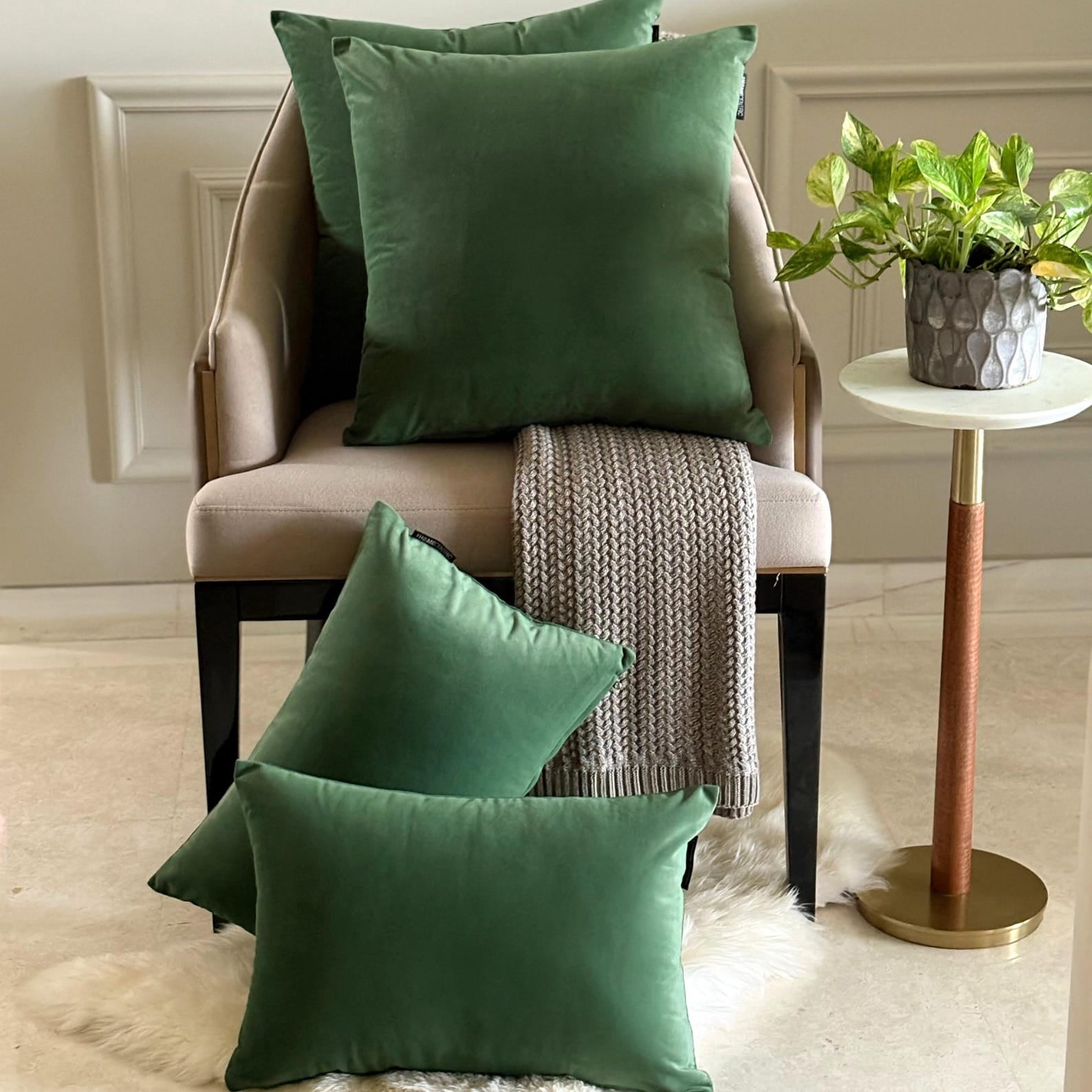 Dark Green Decorative Lumbar Pillow Cover 12"x16" | Pack of 2 Modern Velvet Oblong Cushion Cover Solid | Plain Solid Pillowcases for Bed, Couch & Sofa, Modern Home Décor - Dark Green Velvet Dream
