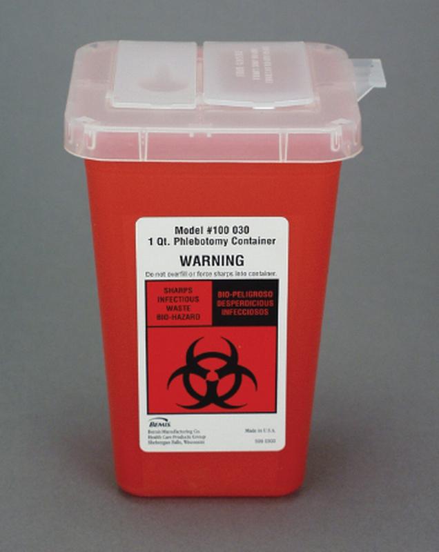 Bemis 100030 Sentinel 1 Quart Sharps Containers Small Red (6 Pack