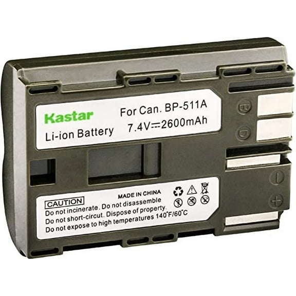 Kastar Battery (1-Pack) for Canon BP-511, BP-511A, BP511, BP511A and Canon EOS 5D, 10D, 20D, 30D, 40D, 50D, Digital Rebel 1D, D60, 300D, D30, Kiss Powershot G5, Pro 1, G2, G3, G6, G1, Pro90 etc.