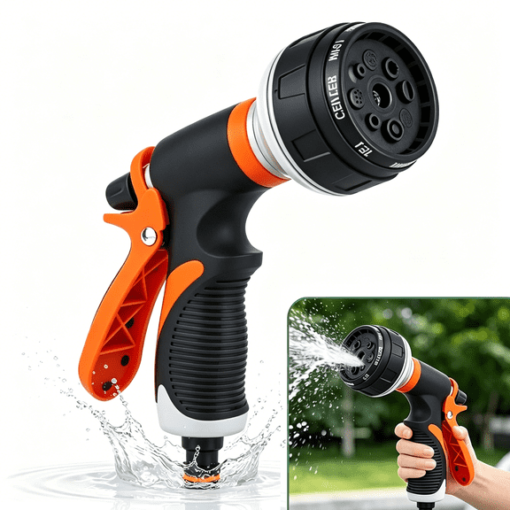 Garden Hose Nozzle High Pressure Hand Spraye with 8 Adjustable Spray Patterns For Outdoor Cleaning, Plant Watering & Car Wash