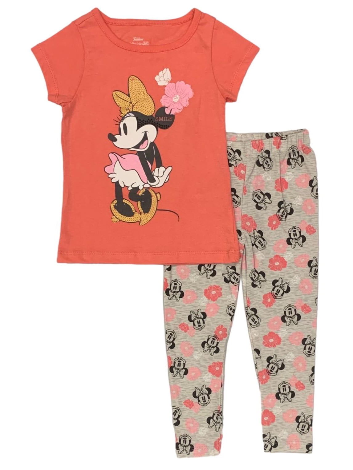 Disney Girls Minnie Mouse Short-Sleeve Fashion Shirt & Capri Legging Outfit Set 4-6X 