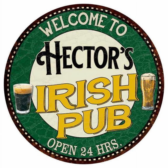 Hector's Irish Pub 14" Round Metal Sign Kitchen Bar Wall Decor 100140036290